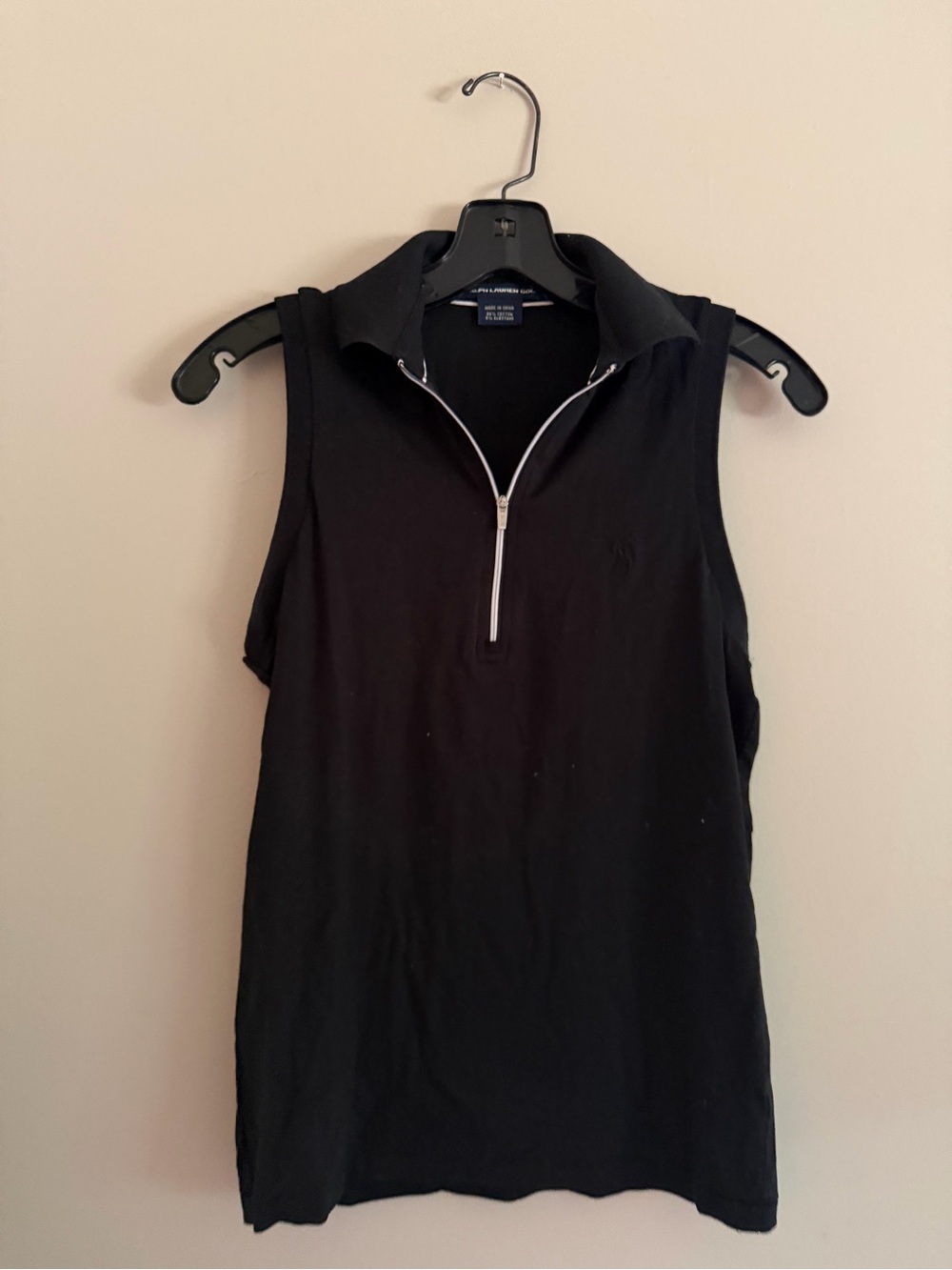 Ralph Lauren Black Sleeveless Zip-Up Polo Tank